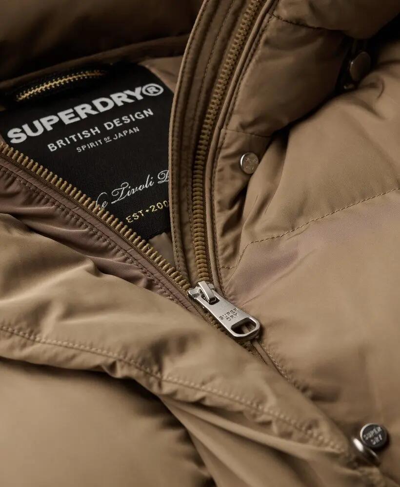 superdry Longline Hooded Puffer Coat – doudoune longue avec capuche – Fossil 5/6