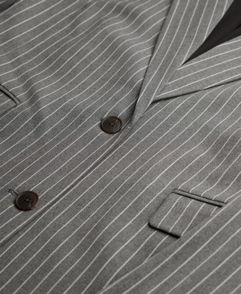 superdry Blazer Pinstripe Boyfriend slim fit riscas cinzento – Grey Pinstripe 7/7