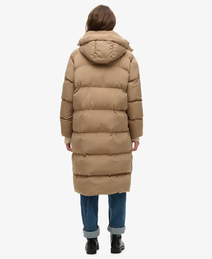 superdry Longline Hooded Puffer Coat – doudoune longue avec capuche – Fossil 4/6