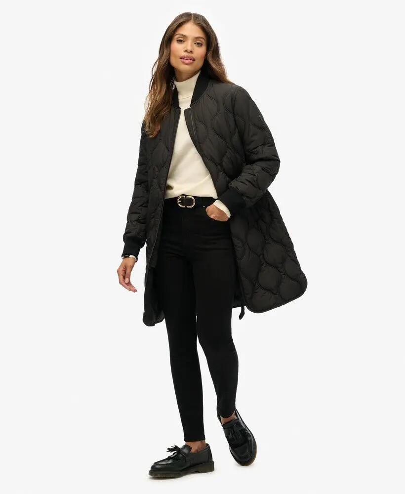 superdry Casaco longo acolchoado interior — Preto 3/7