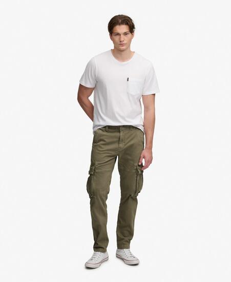superdry Core Cargo Pants — bojówki z bawełną i elastanem – Moss Khaki