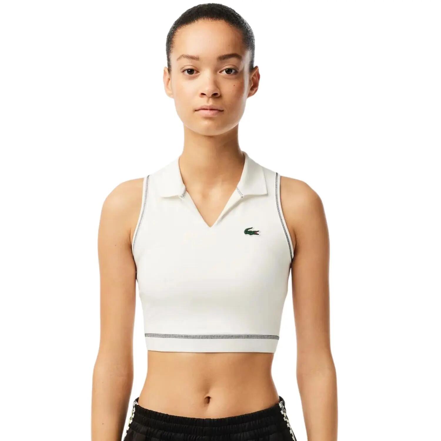Débardeur ajusté sans manches Lacoste Sport Blanc 1/7