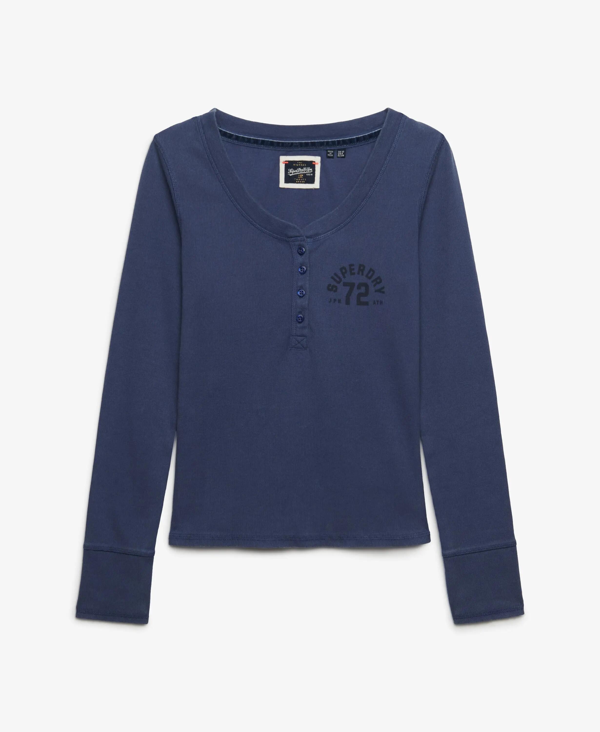 superdry Slim fit blouse met knopen lange mouw – Mariner Navy 7/7