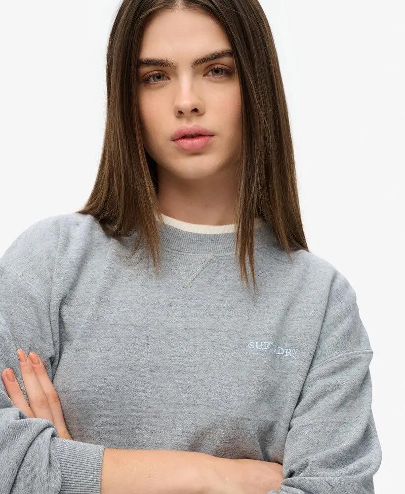 superdry Essential Logo Overdyed Sweater van biologisch katoen - Blue Fog 3/6