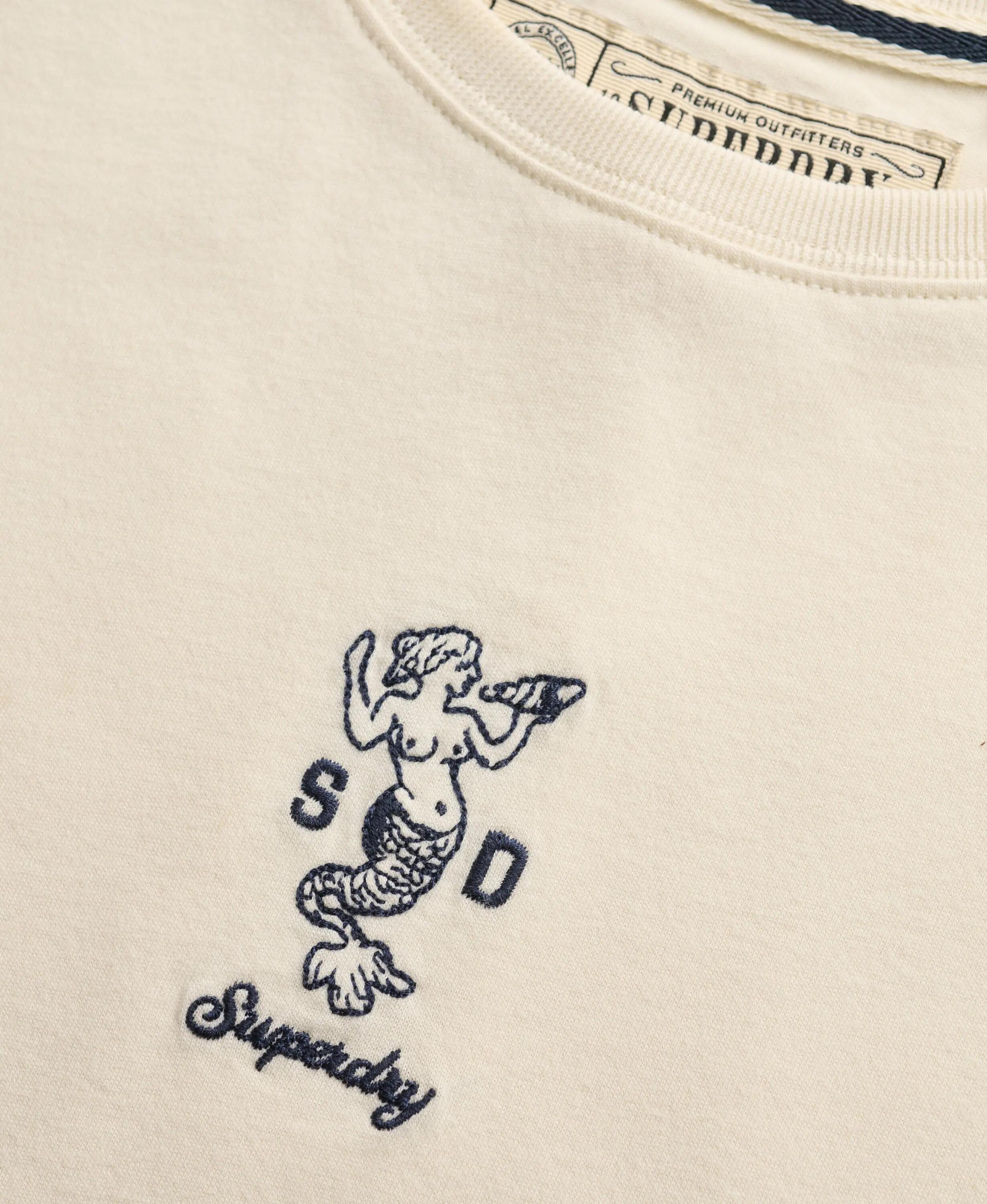superdry Heritage Nautical Motif T‑shirt – slim fit, 100% katoen, Buttermilk 6/7