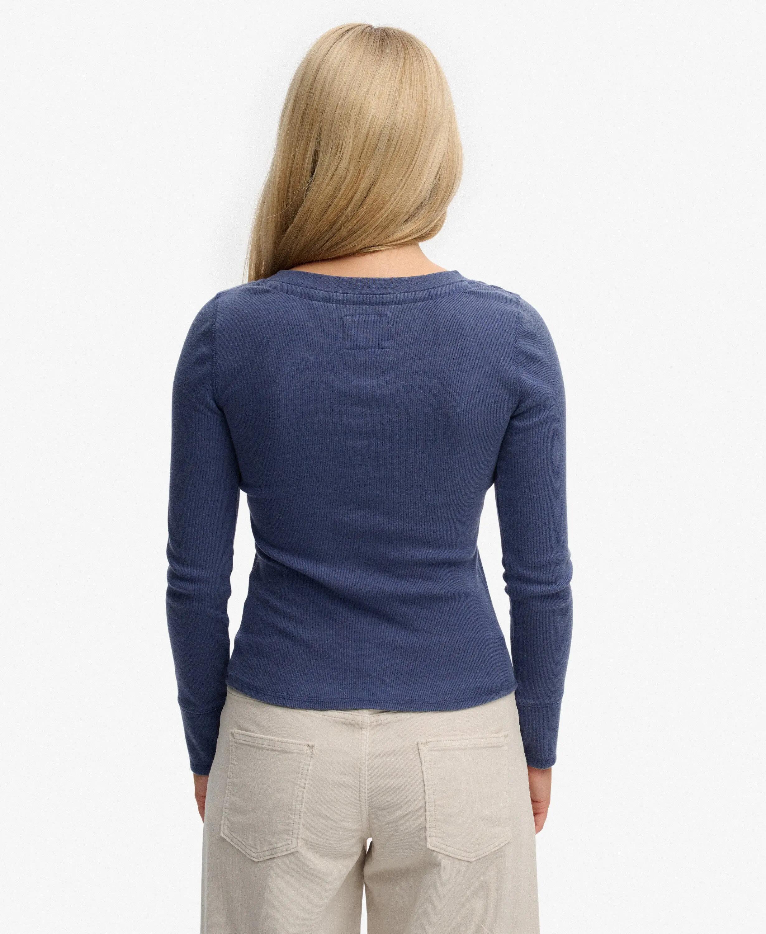 superdry Slim fit blouse met knopen lange mouw – Mariner Navy 5/7