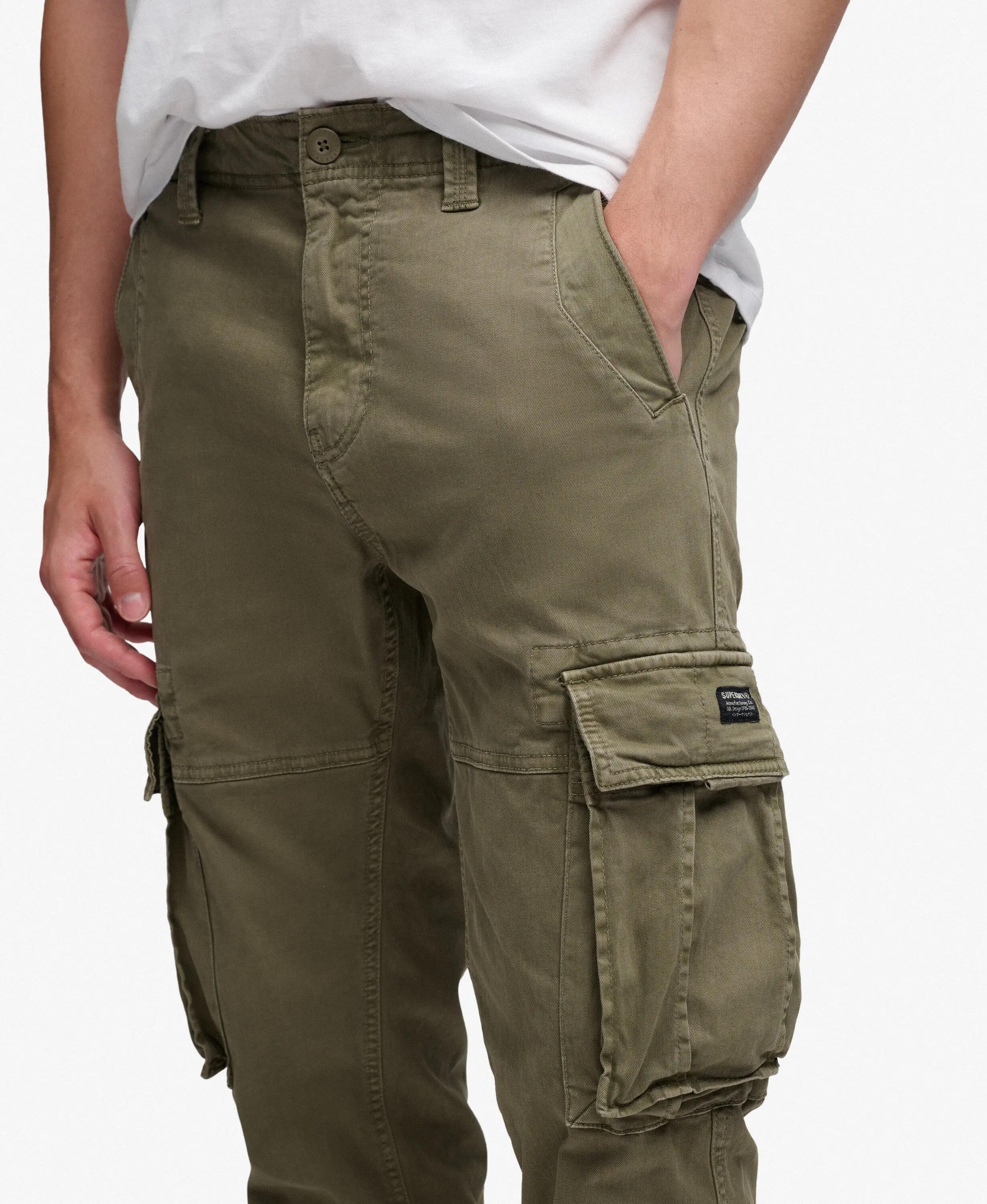 superdry Core Cargo Pants — bojówki z bawełną i elastanem – Moss Khaki 2/6