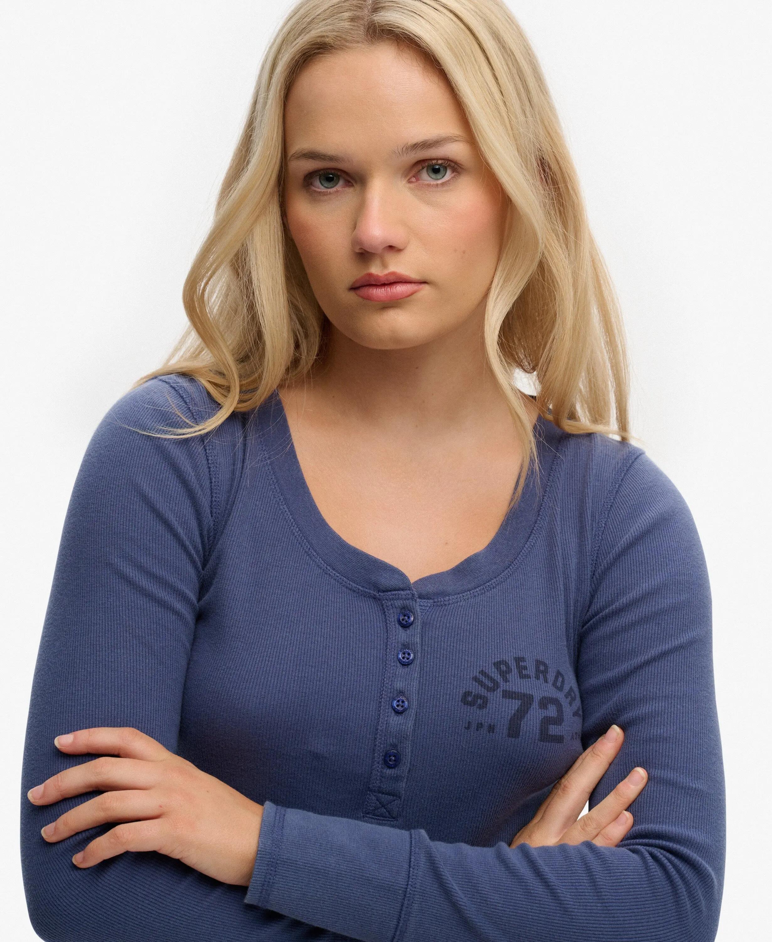 superdry Slim fit blouse met knopen lange mouw – Mariner Navy 4/7