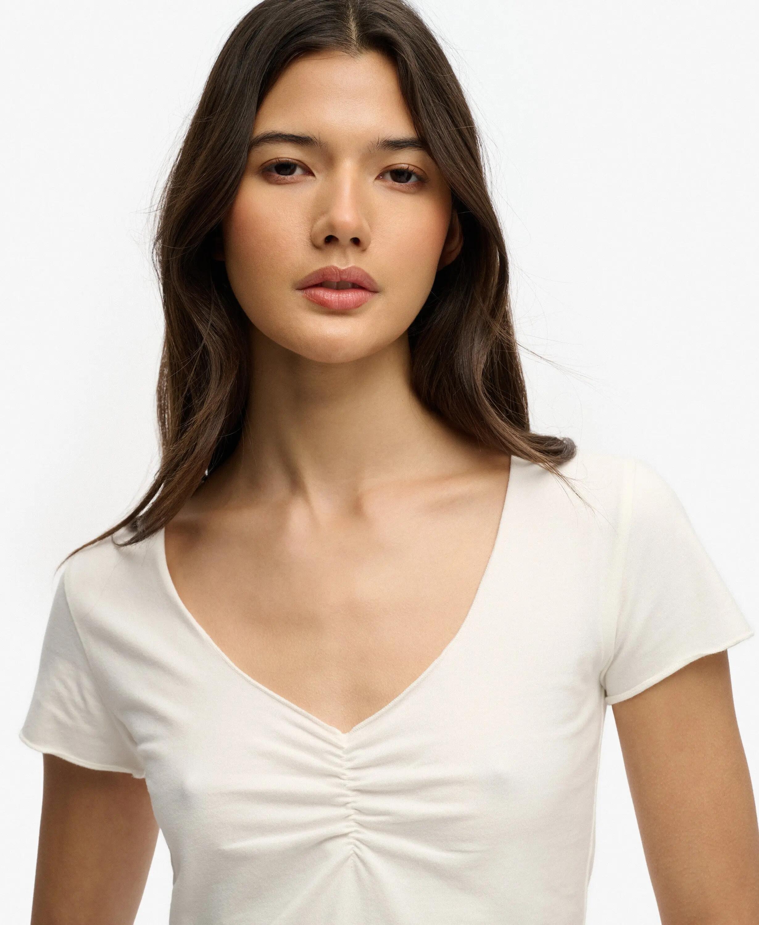 superdry T-shirt manches courtes gathered – coupe slim, détails froncés 4/5