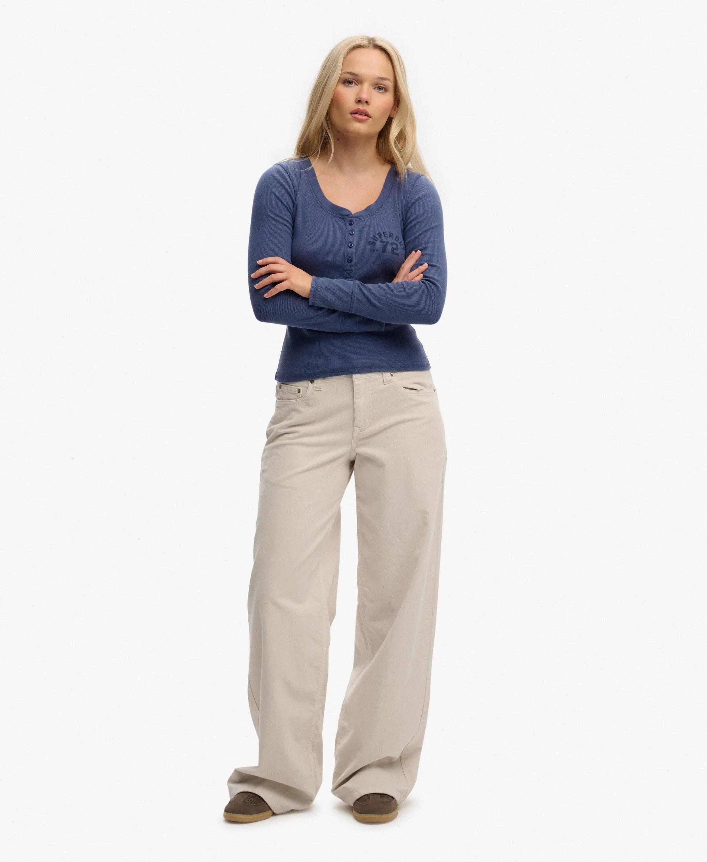 superdry Slim fit blouse met knopen lange mouw – Mariner Navy 3/7