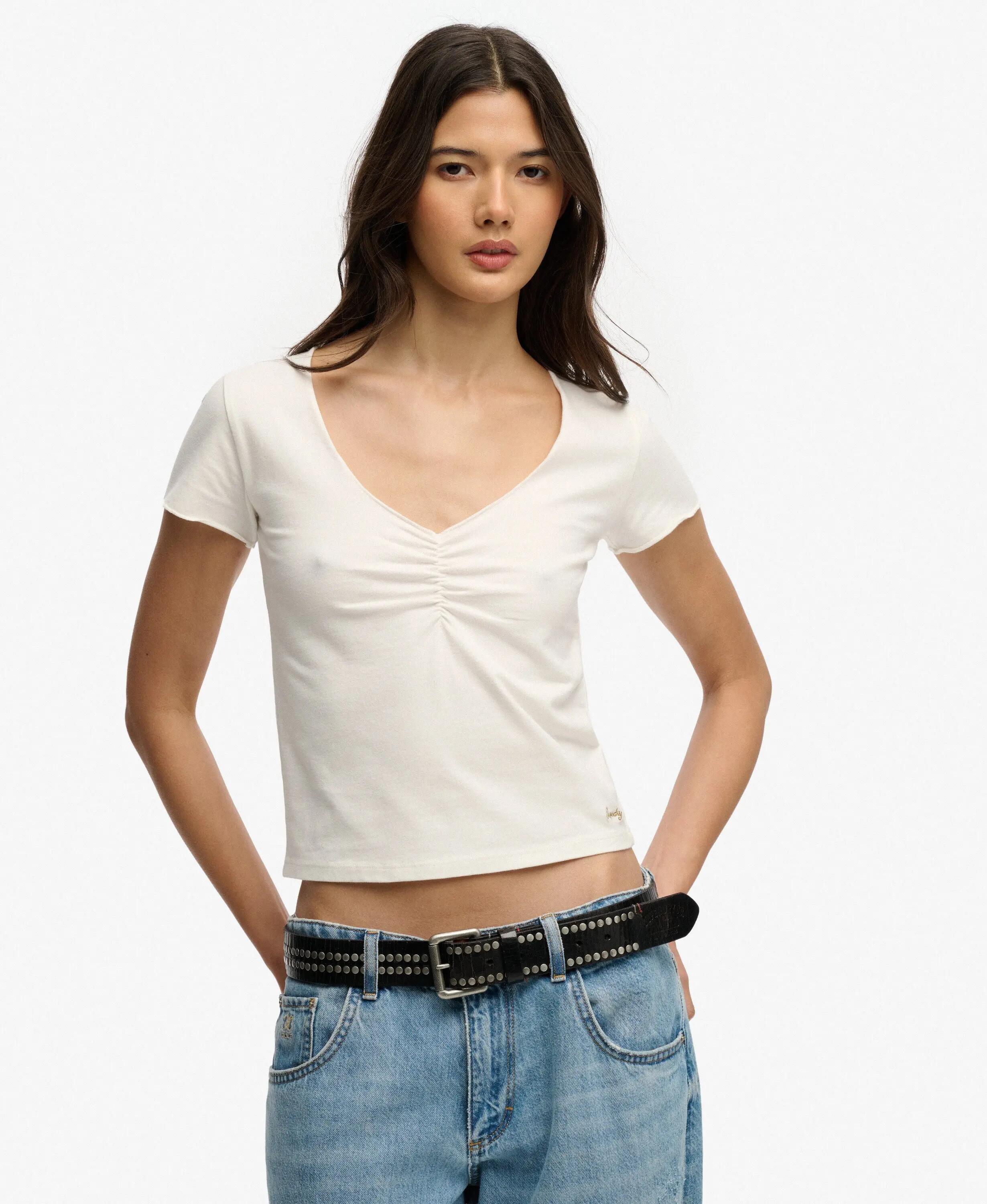 superdry T-shirt manches courtes gathered – coupe slim, détails froncés 2/5