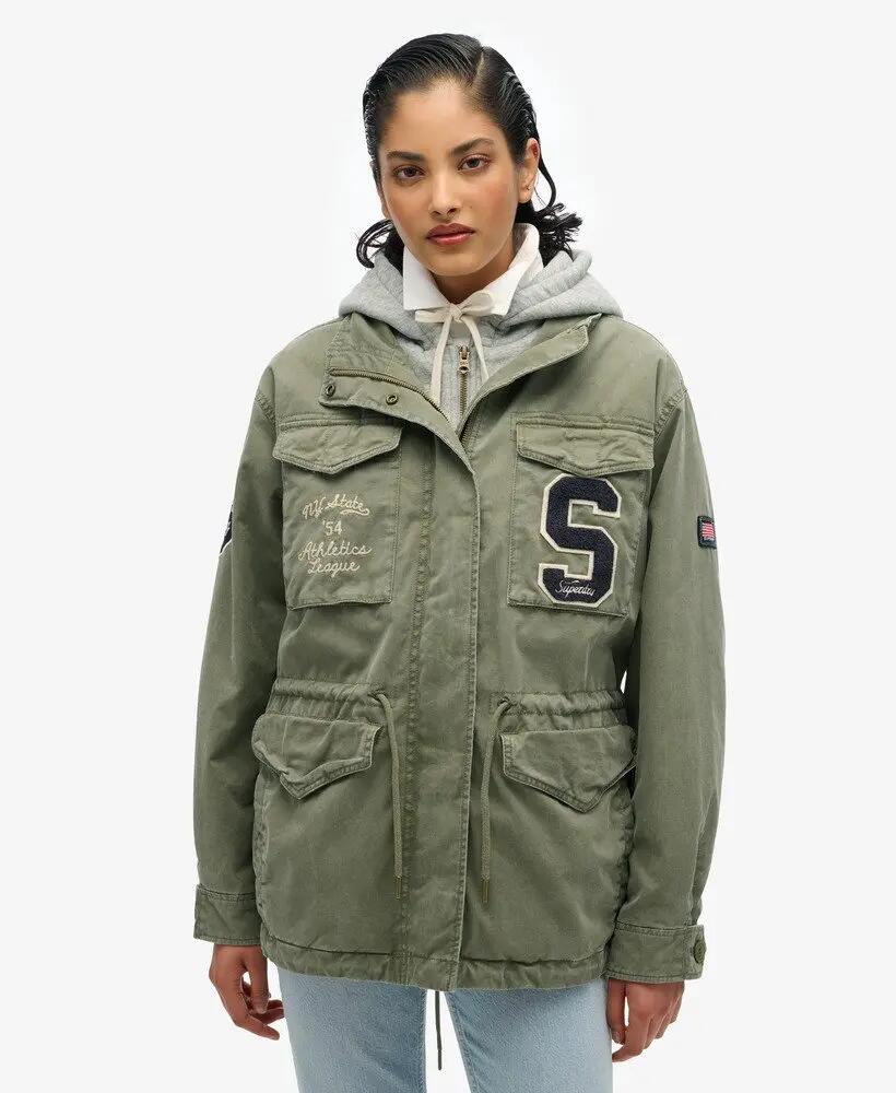 superdry Casaco com Capuz Jersey Emb Military – Dusty Olive Green 3/5