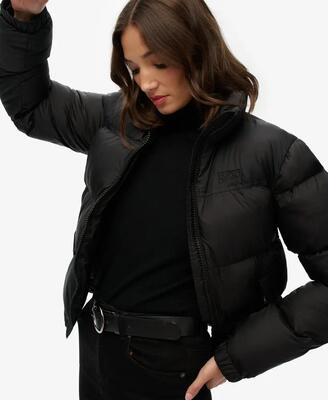 Superdry zwarte puffer jas slim van gerecycled nylon