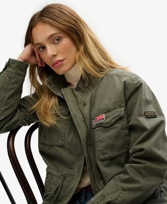 Superdry military borg jacket – relaxed fit, wild khaki