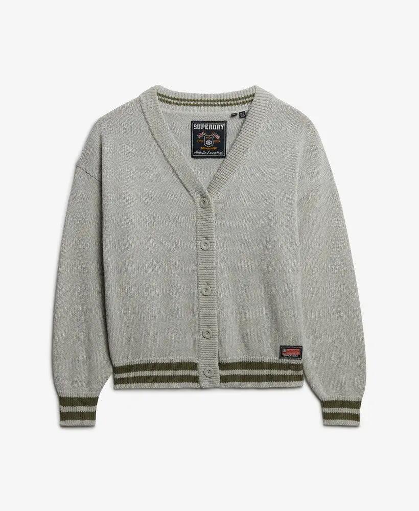 superdry Slouchy Gebreid Vest van Biologisch Katoen Glacier Grey Marl 6/6