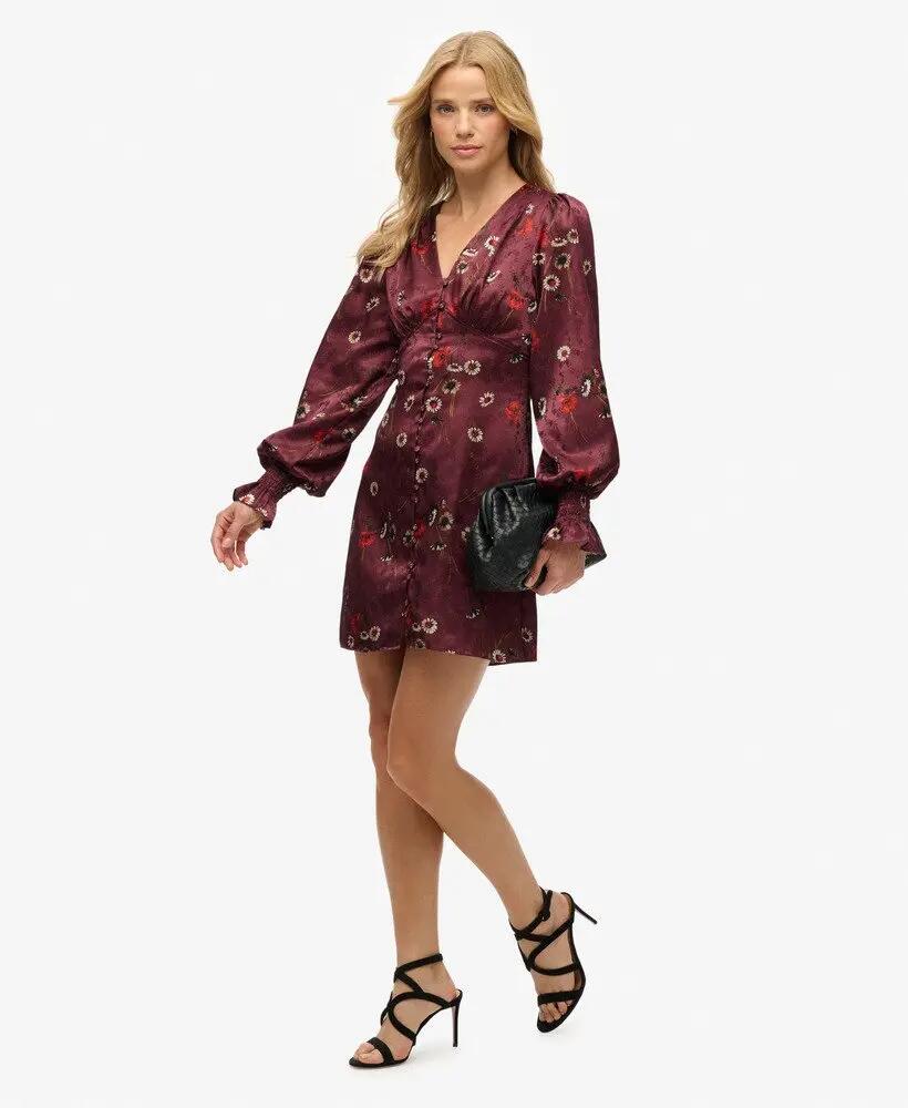 superdry Jacquard mini-jurk met lange mouwen – Midnight Meadow 5/7