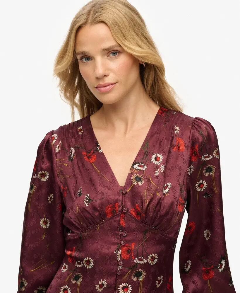 superdry Jacquard mini-jurk met lange mouwen – Midnight Meadow 4/7