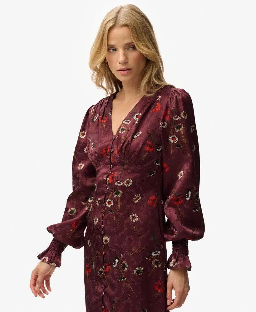 superdry Jacquard mini-jurk met lange mouwen – Midnight Meadow 2/7