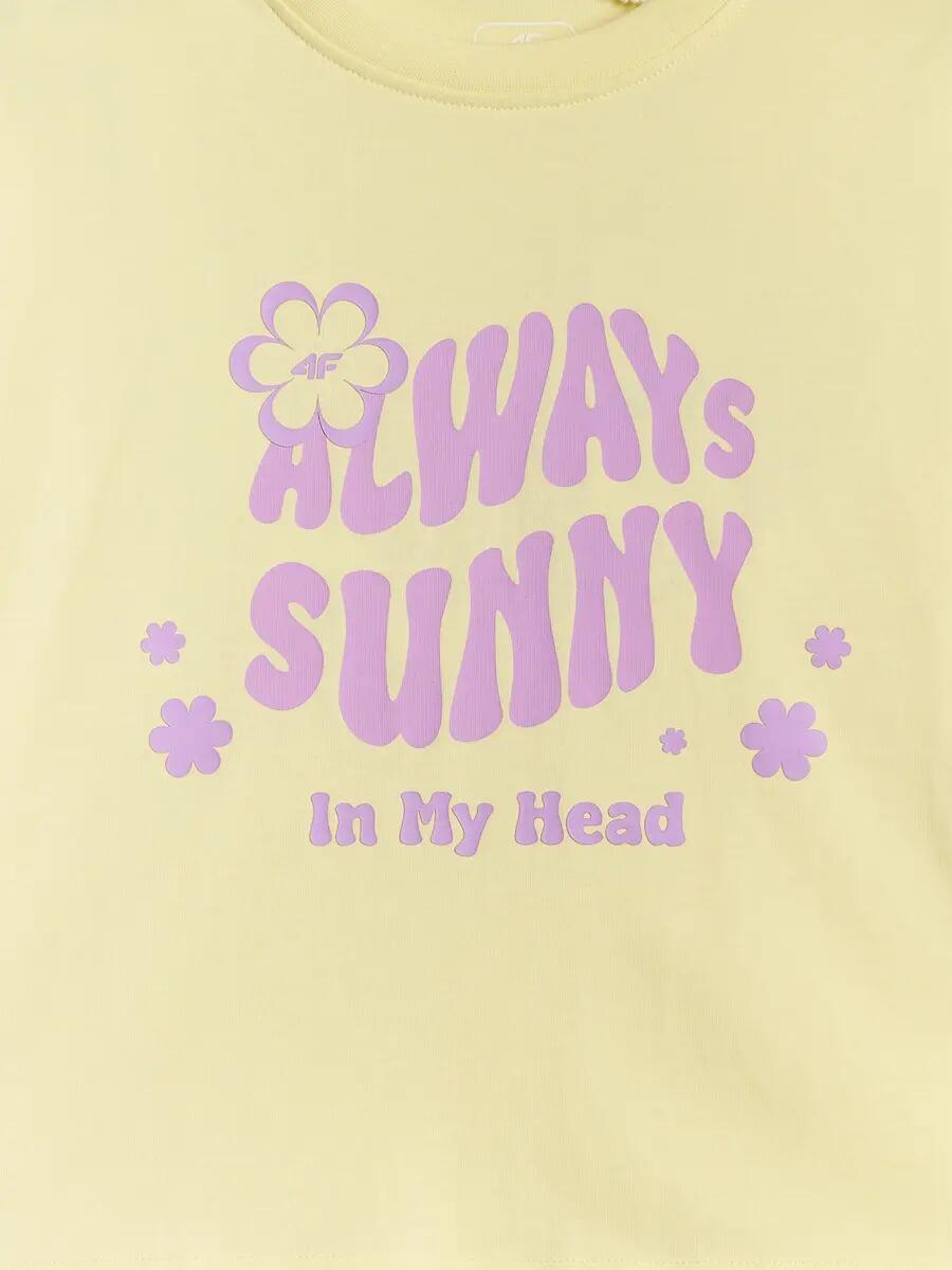 T-shirt loose z nadrukiem dziewczęcy 4F 4FJRSS26TTSHF3908 6/6