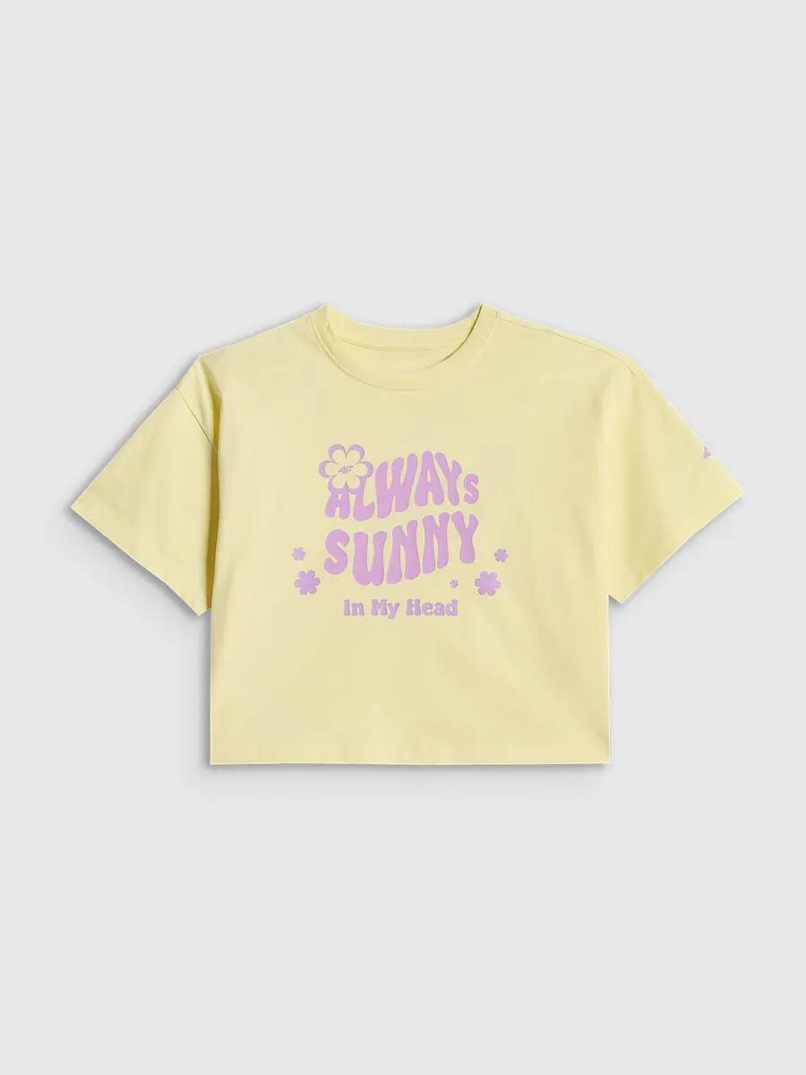 T-shirt loose z nadrukiem dziewczęcy 4F 4FJRSS26TTSHF3908 5/6