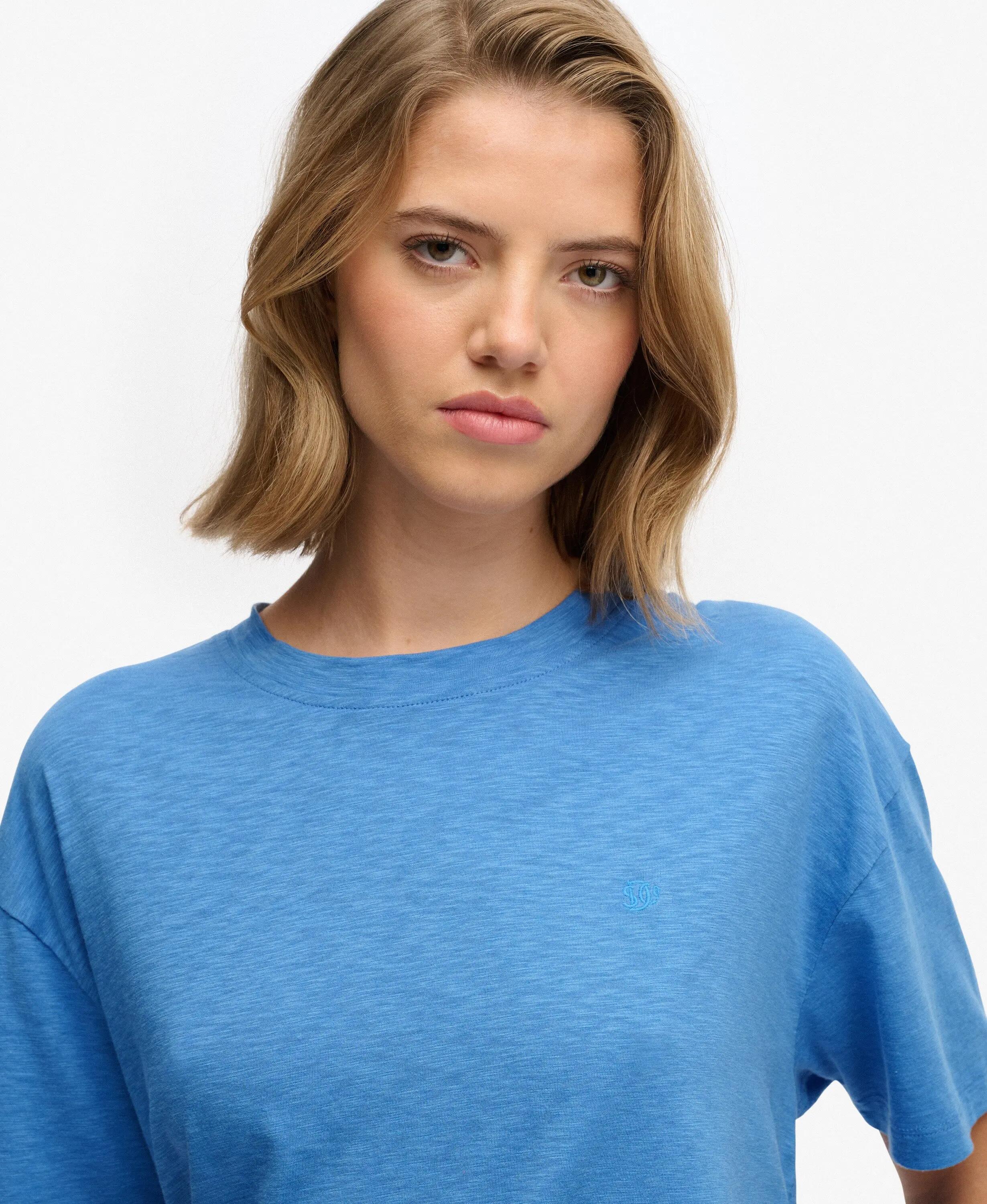 superdry Studios Crew T-Shirt relaxed fit aus Baumwolle und Lyocell – Blue 4/7