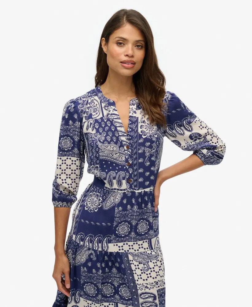 superdry Robe midi tissée à volants – coupe ample 4/7
