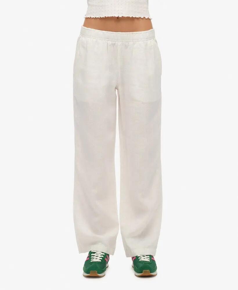 superdry Linen Pants Pantaloni lino 100% - Vestibilità dritta - Bianco 6/6