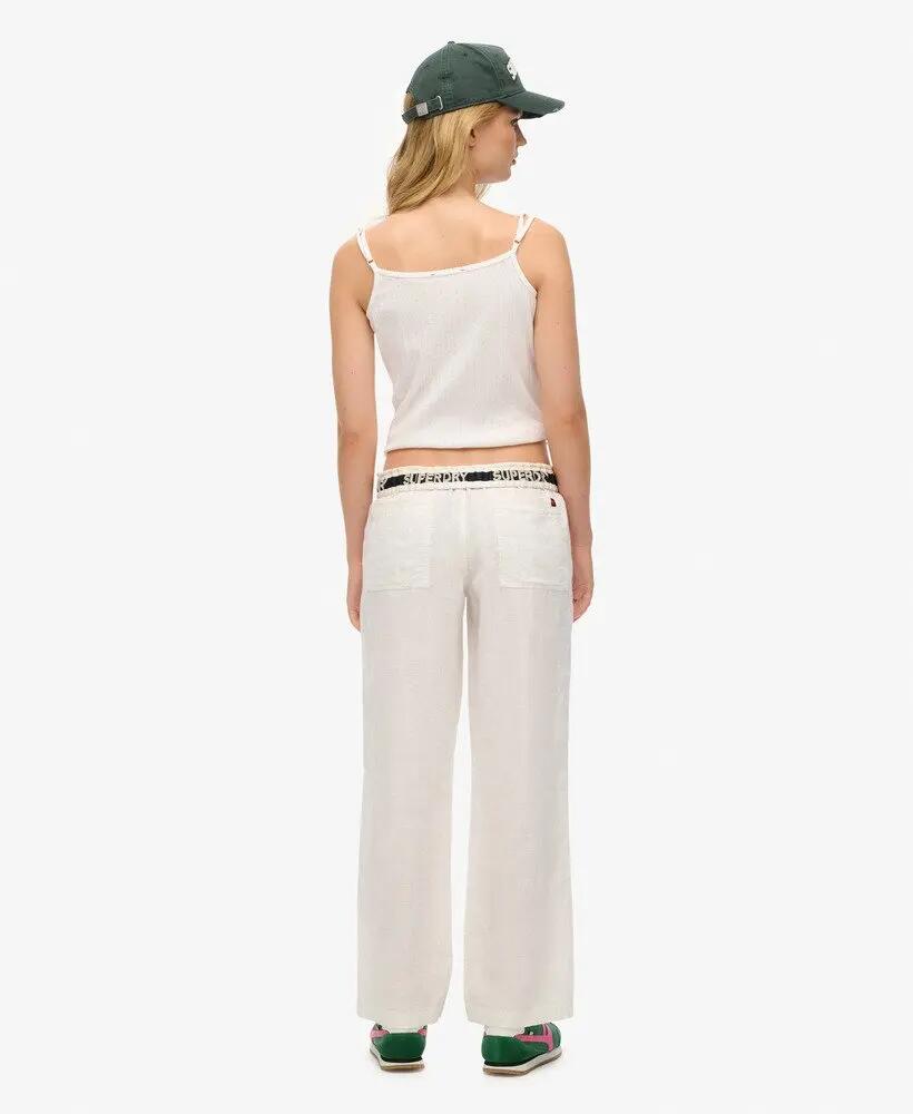 superdry Linen Pants Pantaloni lino 100% - Vestibilità dritta - Bianco 5/6