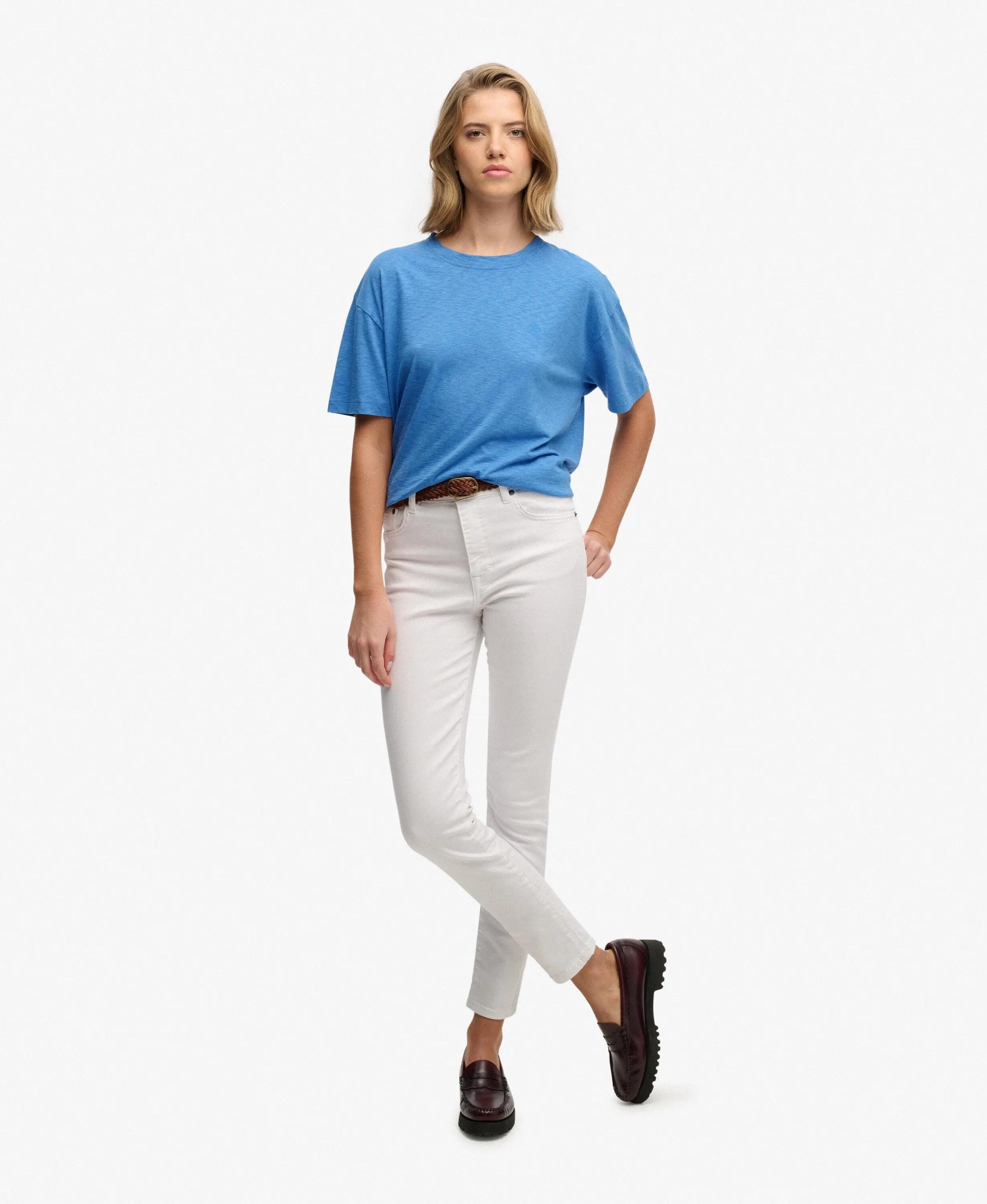 superdry Studios Crew T-Shirt relaxed fit aus Baumwolle und Lyocell – Blue 3/7