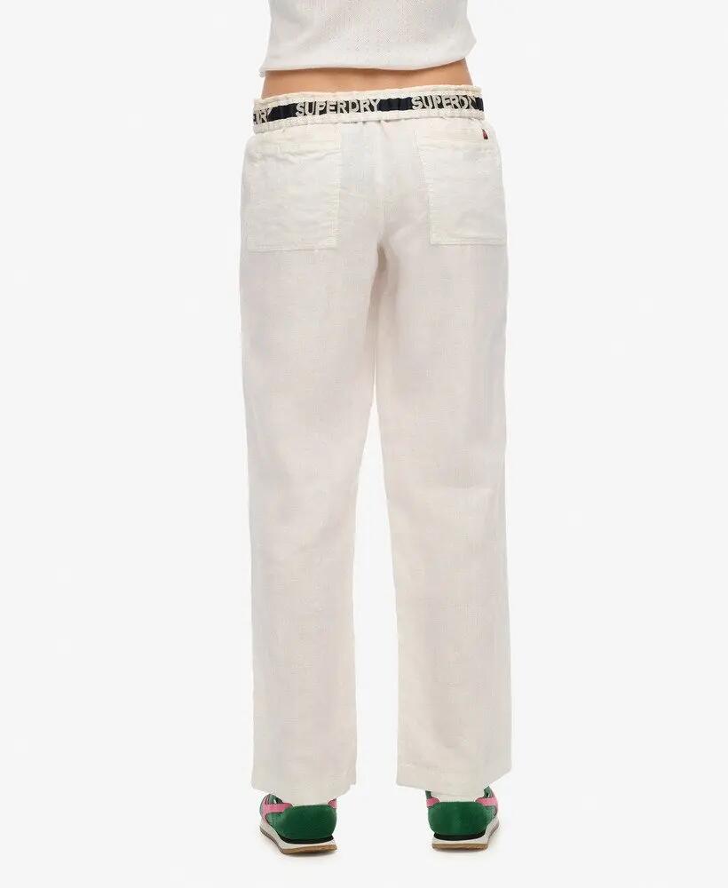 superdry Linen Pants Pantaloni lino 100% - Vestibilità dritta - Bianco 3/6