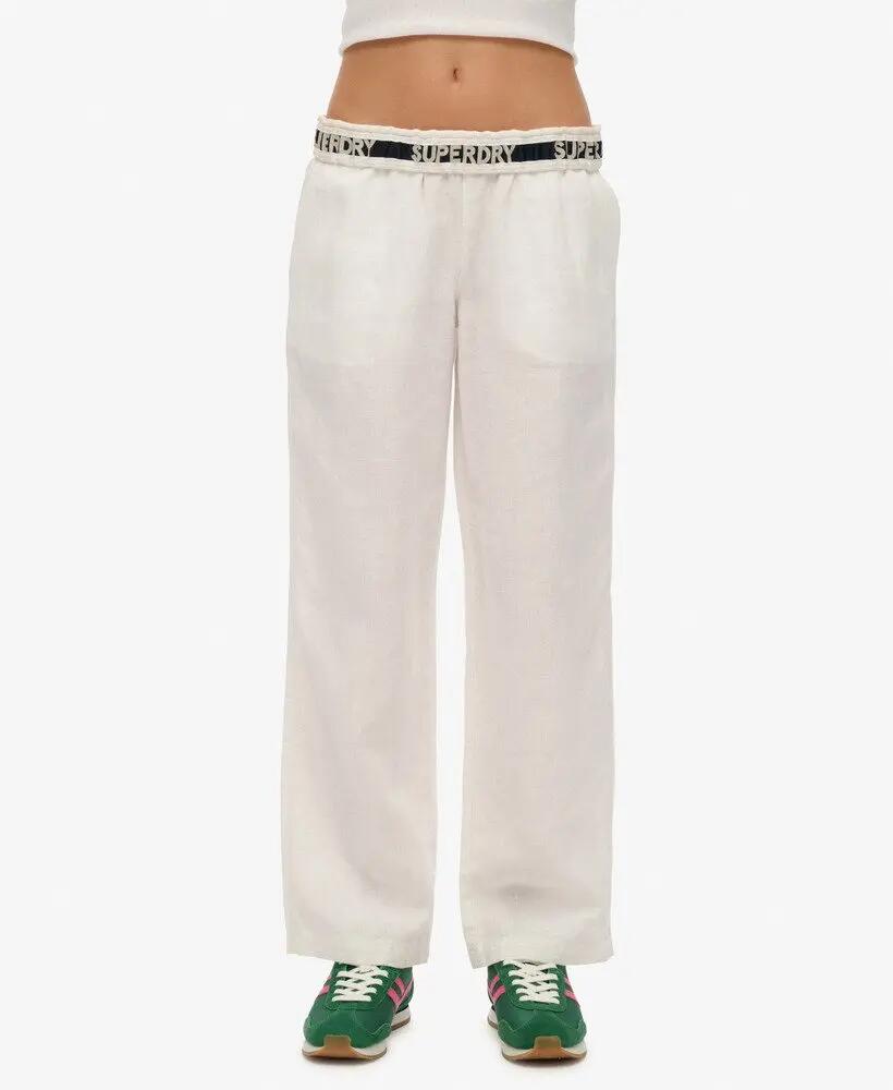 superdry Linen Pants Pantaloni lino 100% - Vestibilità dritta - Bianco 2/6