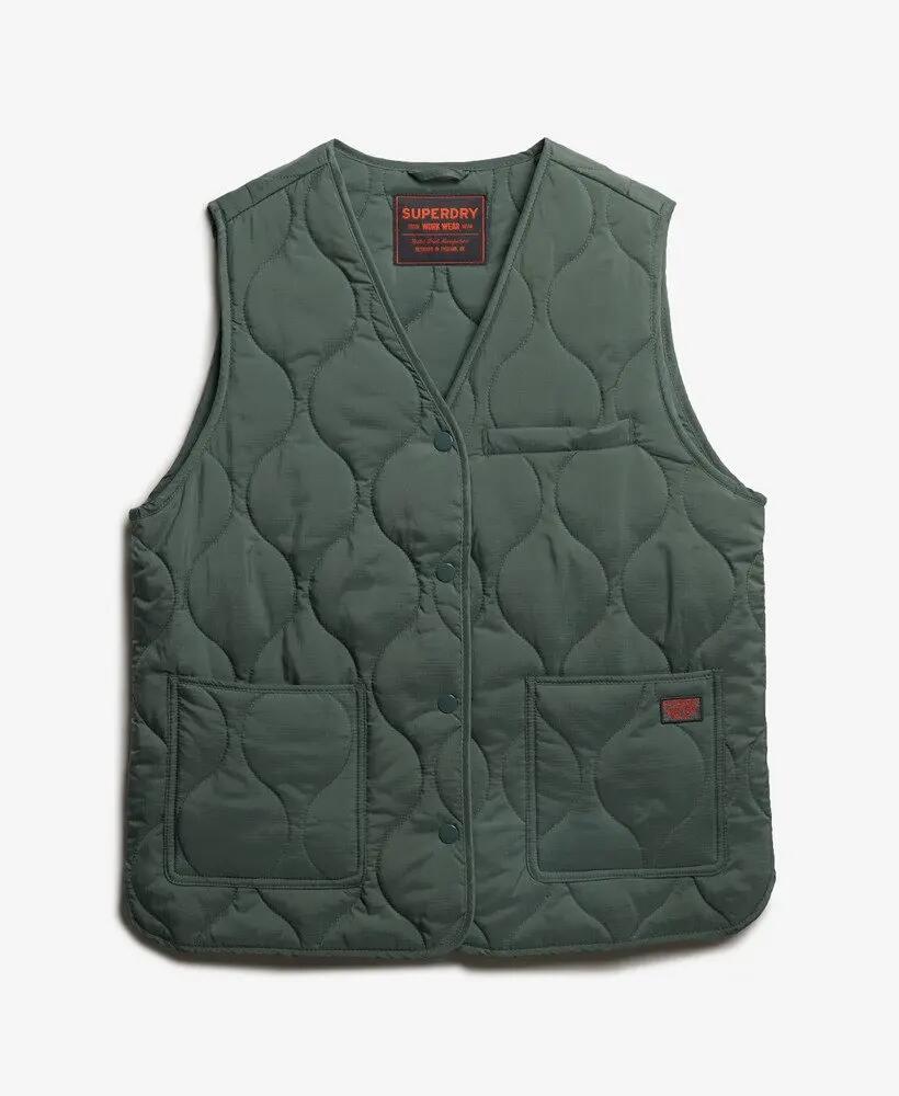 superdry Quilted Lite Liner Gilet licht gewatteerd gilet – Balsam Green 7/7