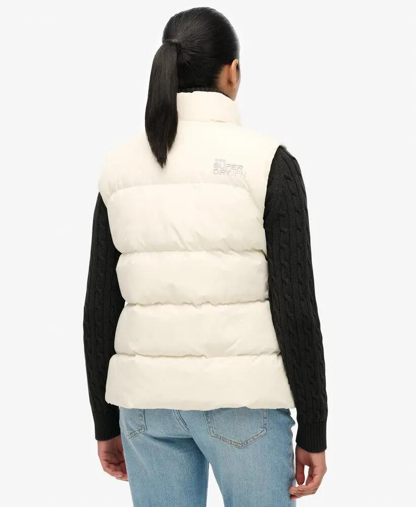 superdry Sports Puffer Gilet smanicato trapuntato slim fit – OFF WHITE 6/7