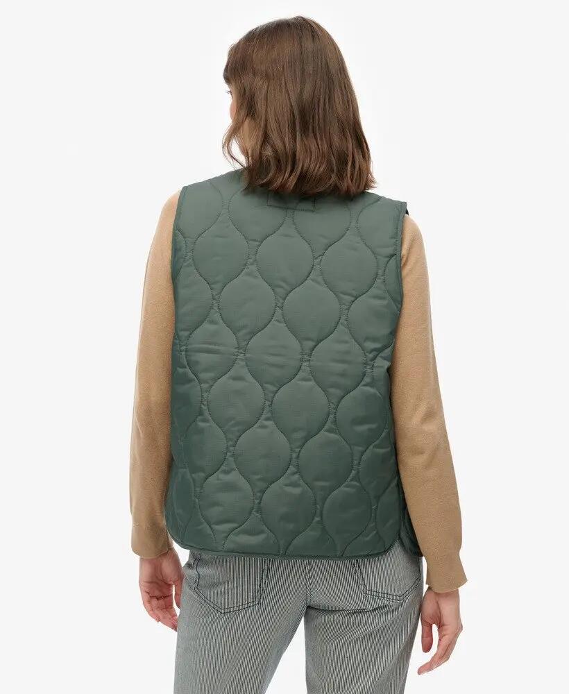 superdry Quilted Lite Liner Gilet licht gewatteerd gilet – Balsam Green 6/7