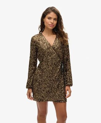 Superdry wikkel mini-jurk met pailletten
