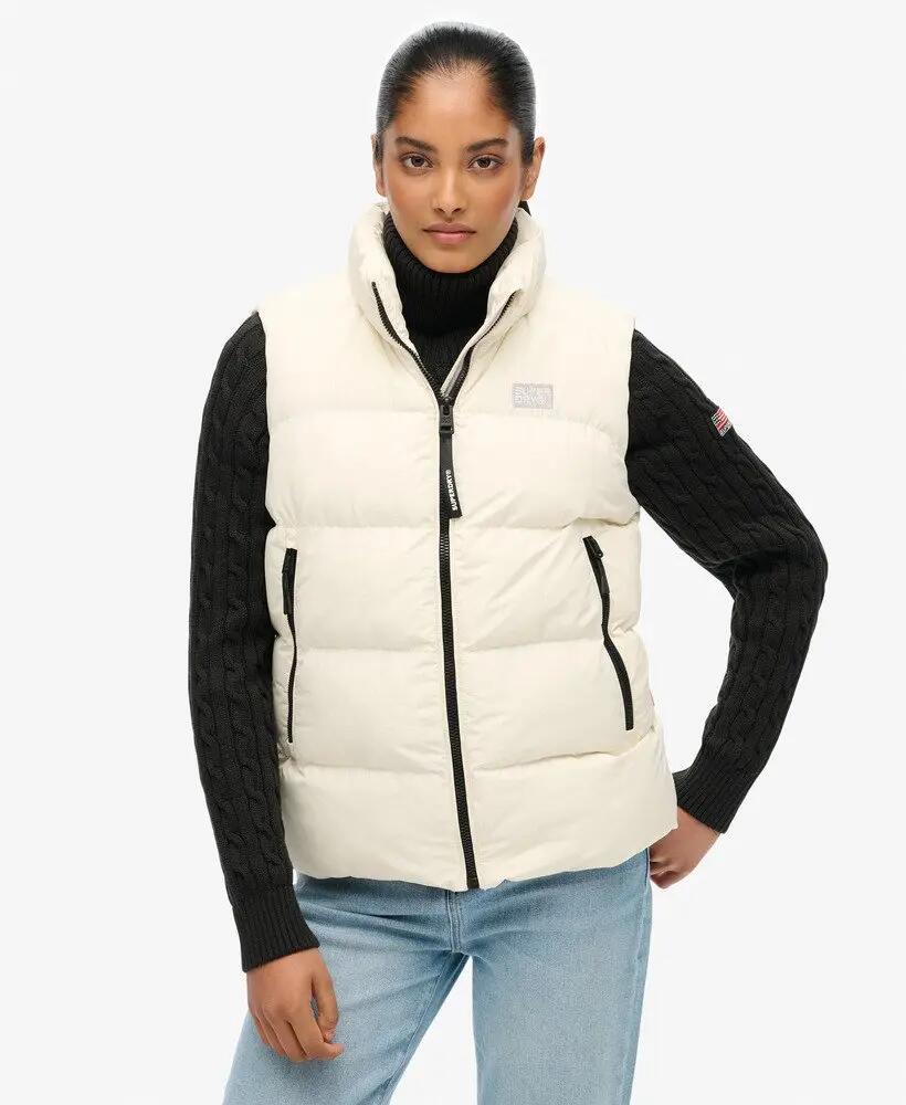 superdry Sports Puffer Gilet smanicato trapuntato slim fit – OFF WHITE 5/7