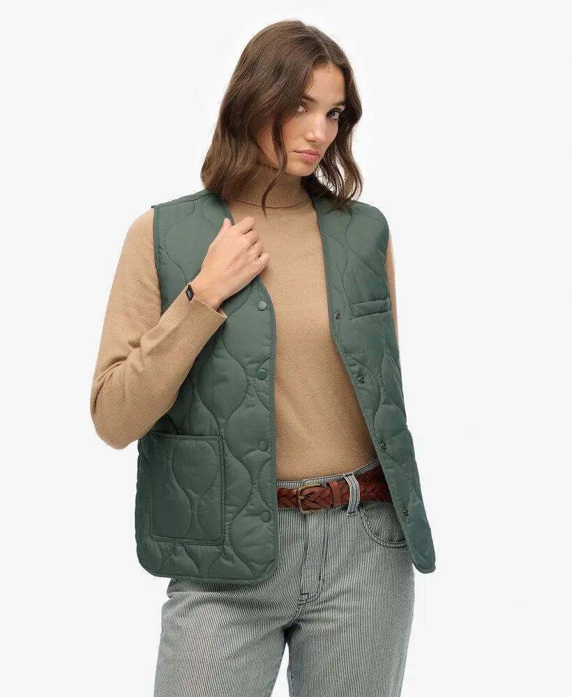 superdry Quilted Lite Liner Gilet licht gewatteerd gilet – Balsam Green 5/7