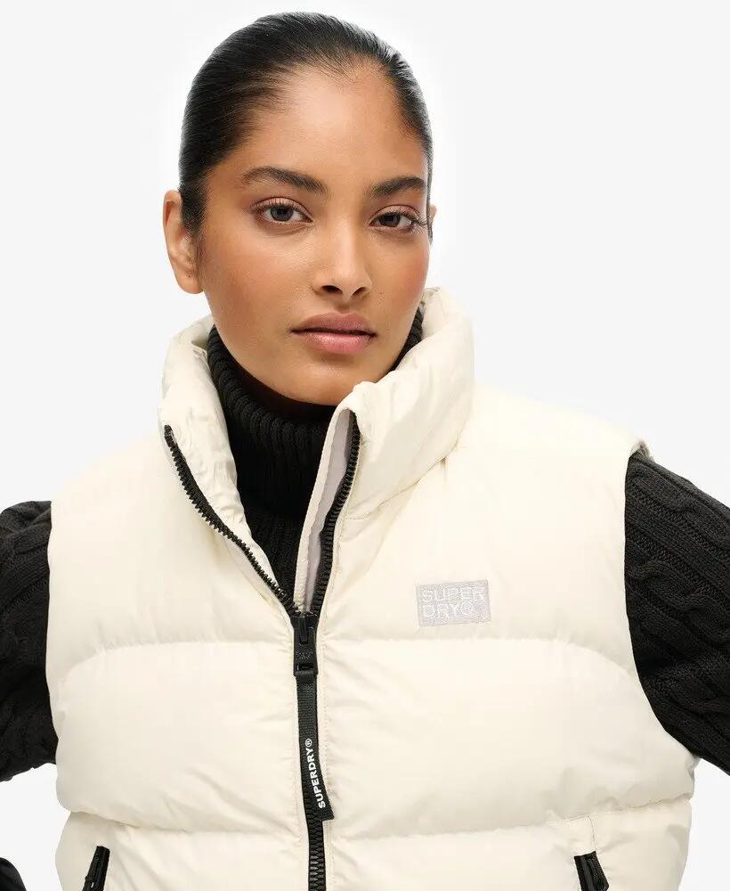 superdry Sports Puffer Gilet smanicato trapuntato slim fit – OFF WHITE 4/7