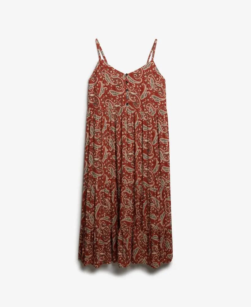 superdry Vestito midi a balze con mezza abbottonatura in viscosa - Boho Paisley 7/7