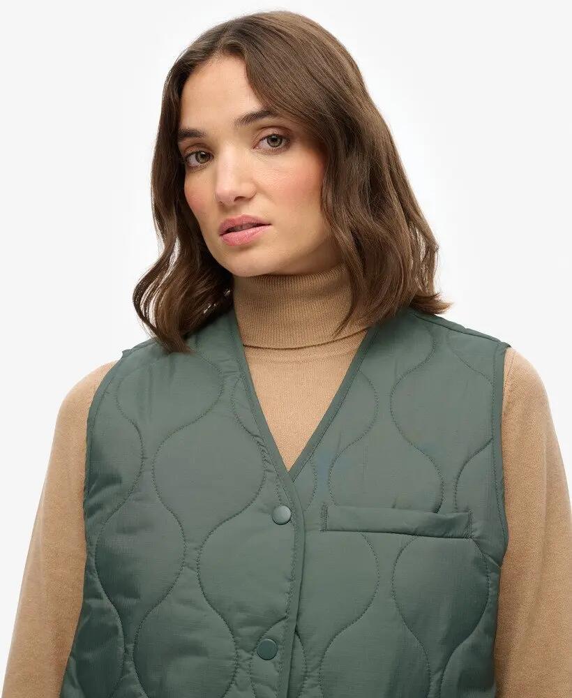 superdry Quilted Lite Liner Gilet licht gewatteerd gilet – Balsam Green 4/7