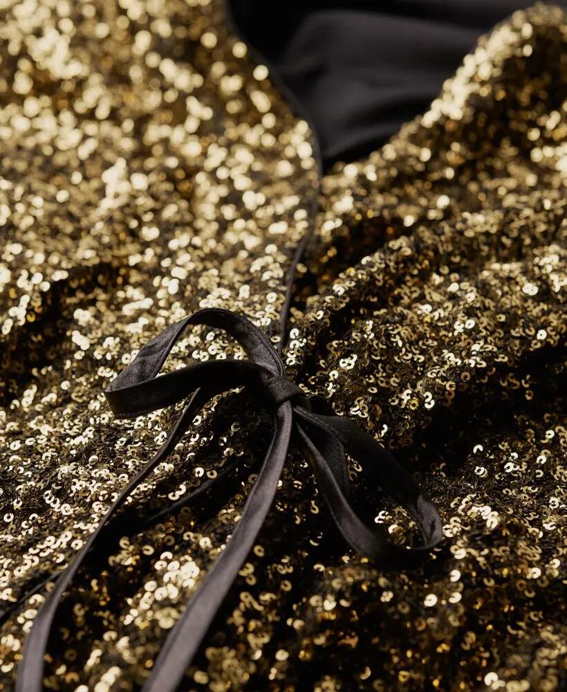 superdry Vestito mini incrociato con paillettes oro 6/7