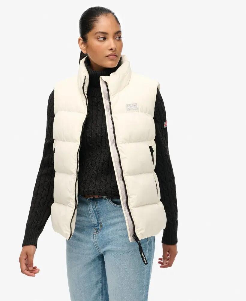 superdry Sports Puffer Gilet smanicato trapuntato slim fit – OFF WHITE 2/7