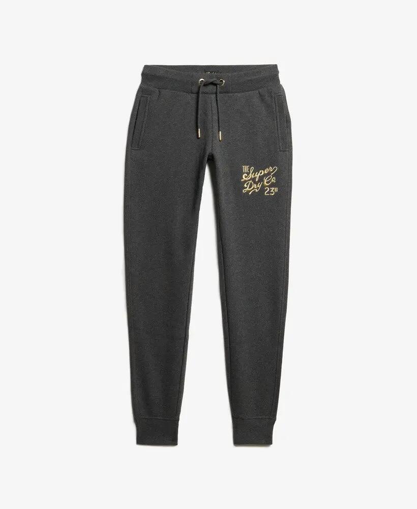 superdry Jogger slim Mujer Luxe Metallic Logo – Nearly Black Heather 5/5