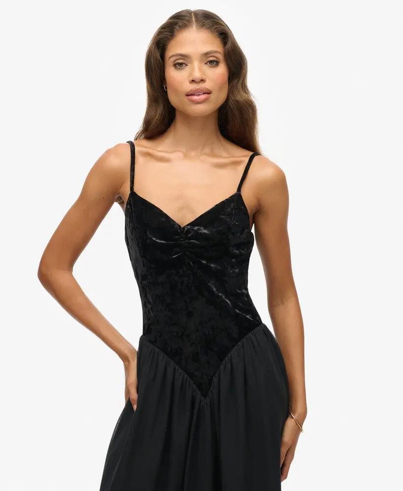 superdry Vestido midi corsé em veludo – Ajuste slim 5/7