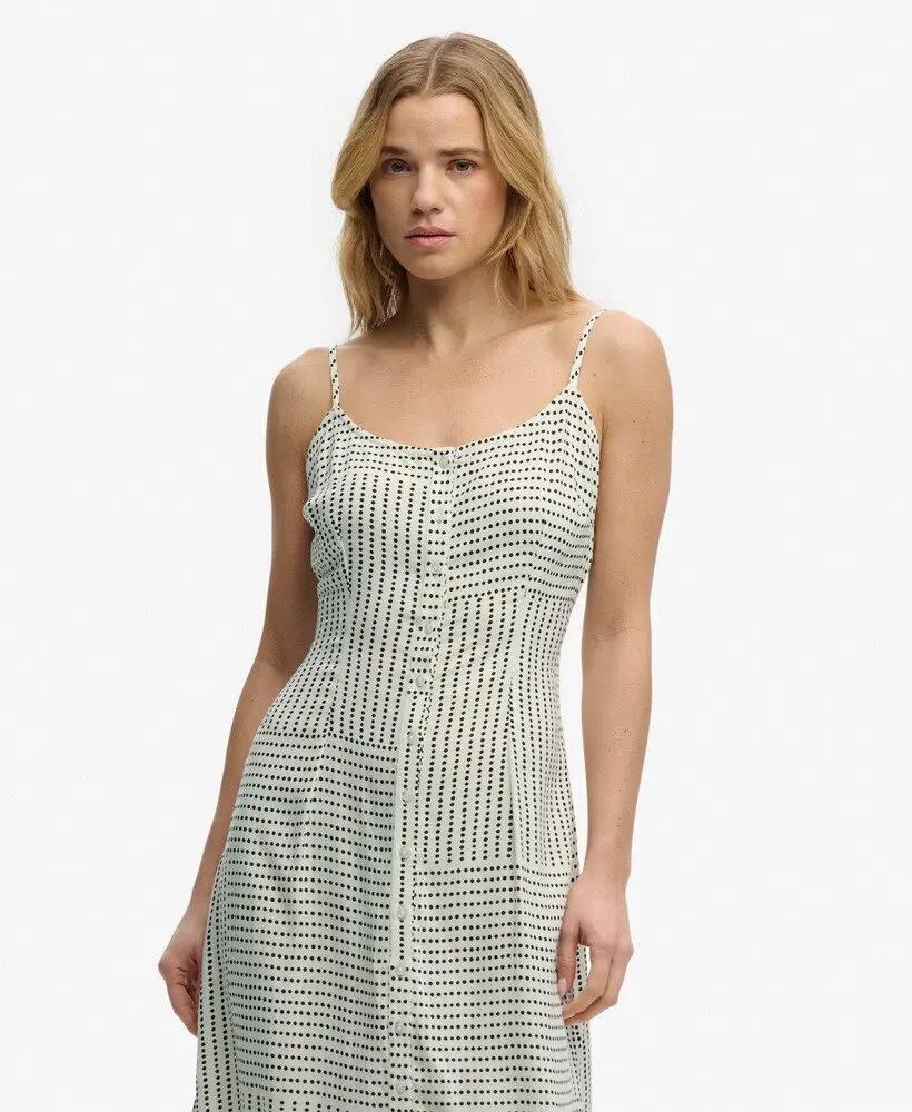 superdry Vestido midi camiseiro estampado com alças ajustáveis Slim fit 5/7