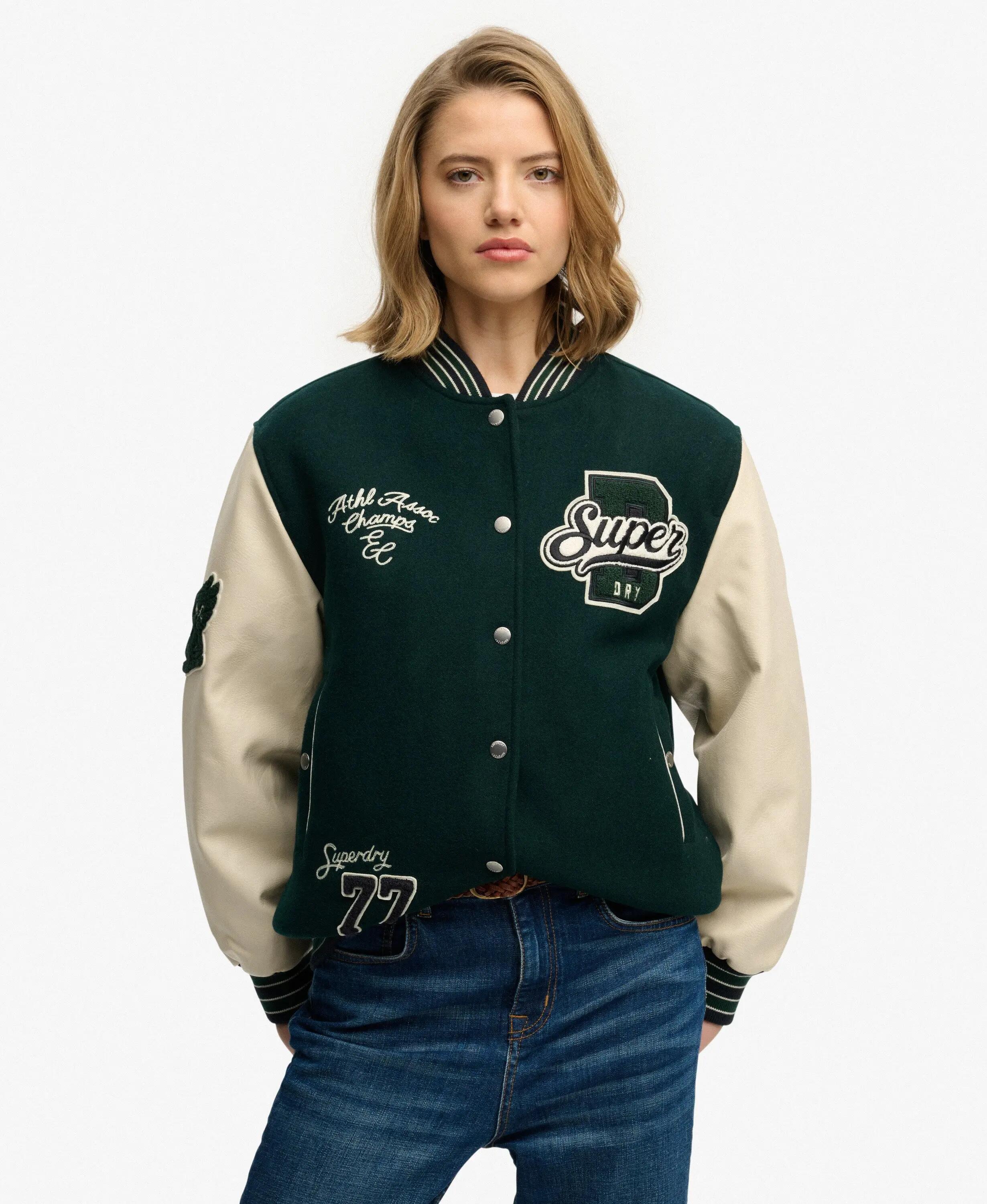 superdry Casaco Bomber Varsity Patched em Lã e Poliéster Reciclado 5/7