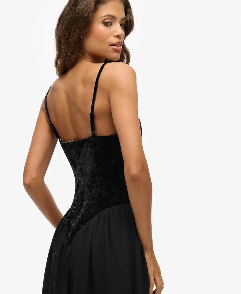 superdry Vestido midi corsé em veludo – Ajuste slim 3/7
