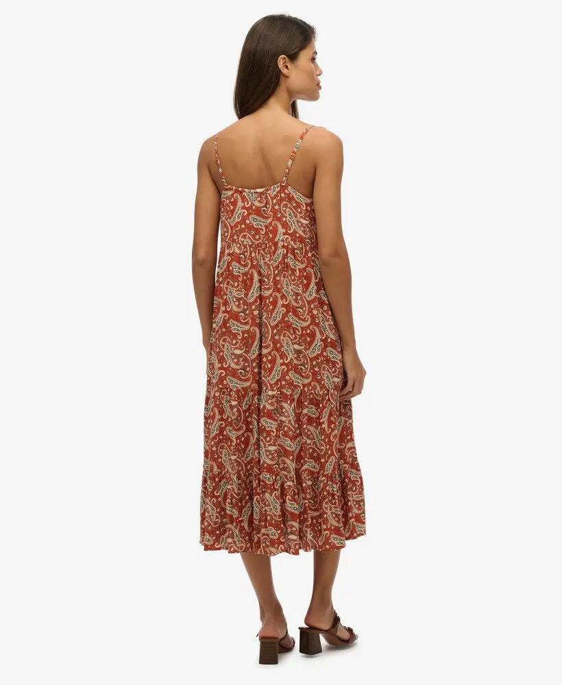 superdry Vestito midi a balze con mezza abbottonatura in viscosa - Boho Paisley 3/7