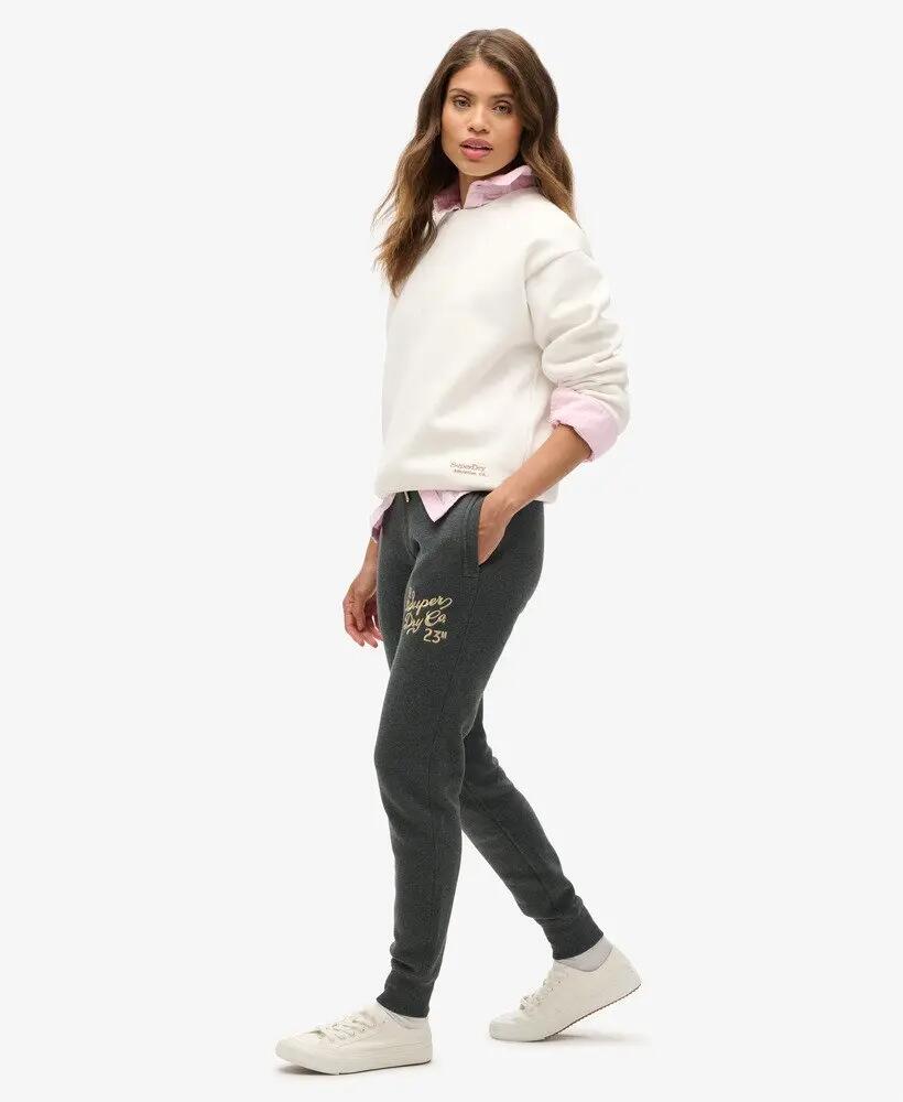 superdry Jogger slim Mujer Luxe Metallic Logo – Nearly Black Heather 3/5