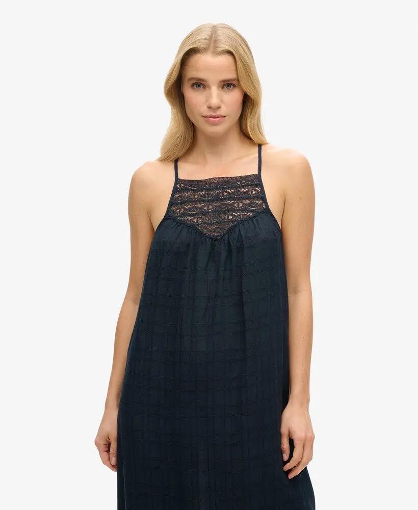superdry Abito Maxi da Spiaggia Halter con Pizzo 2/7